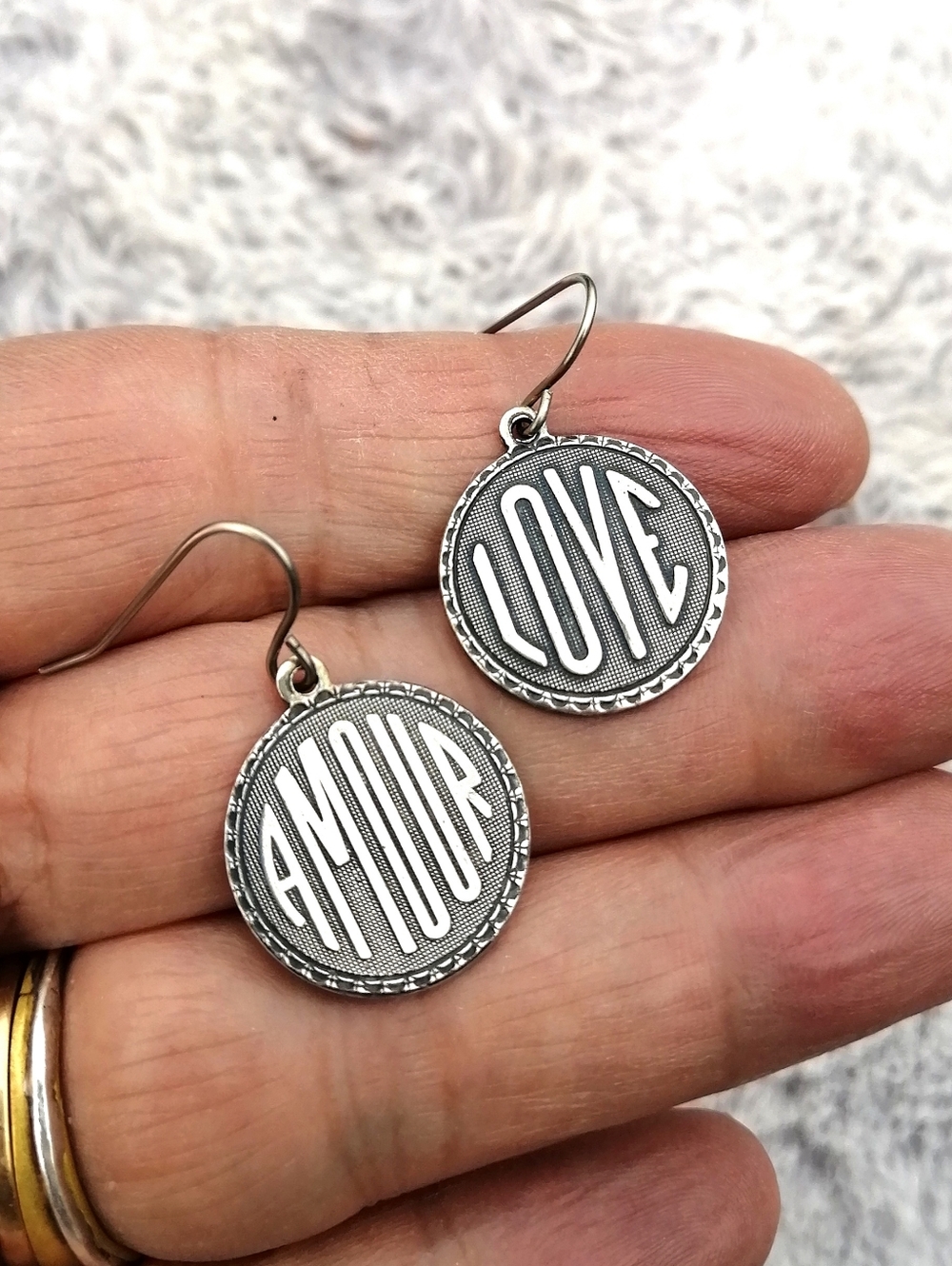 Antique Sterling Silver Plated French Vintage Style Earrings Love Hypoallergenic